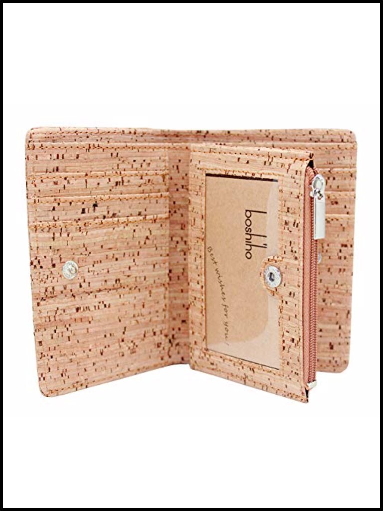 Cork Rfid Blocking Bi-Fold Wallet With Coin Purse & Id Window